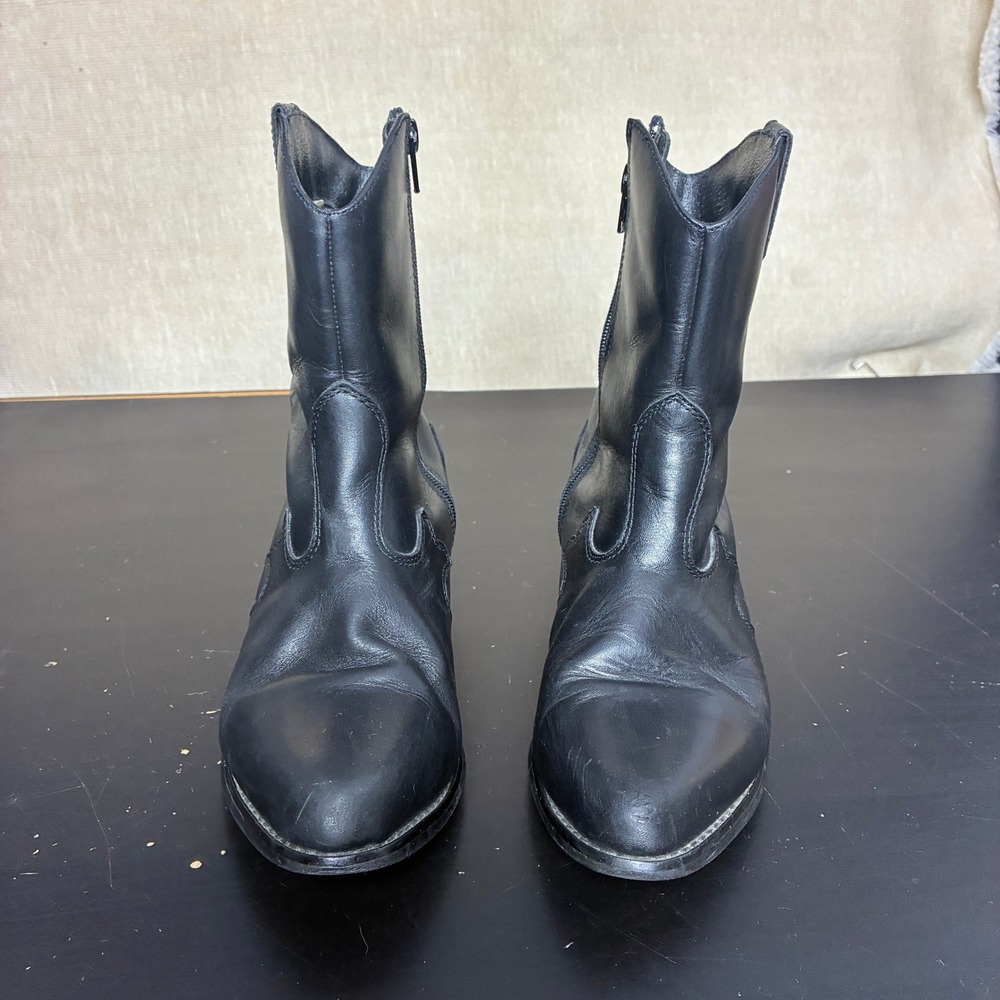Dingo Black Leather Western Ankle Boots Cowboy Stitching Womens 8.5 - Picture 2 of 8